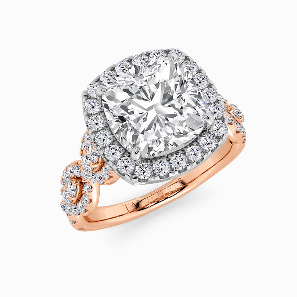 Cushion Cut Halo Braided Band Lab Diamond Engagement Ring (1ct+)