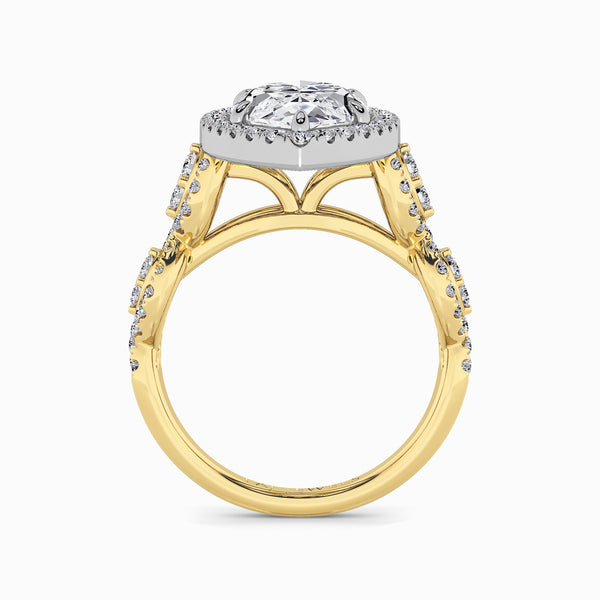 Marquise Brilliant Cut Halo Braided Band Lab Diamond Engagement Ring (1ct+)