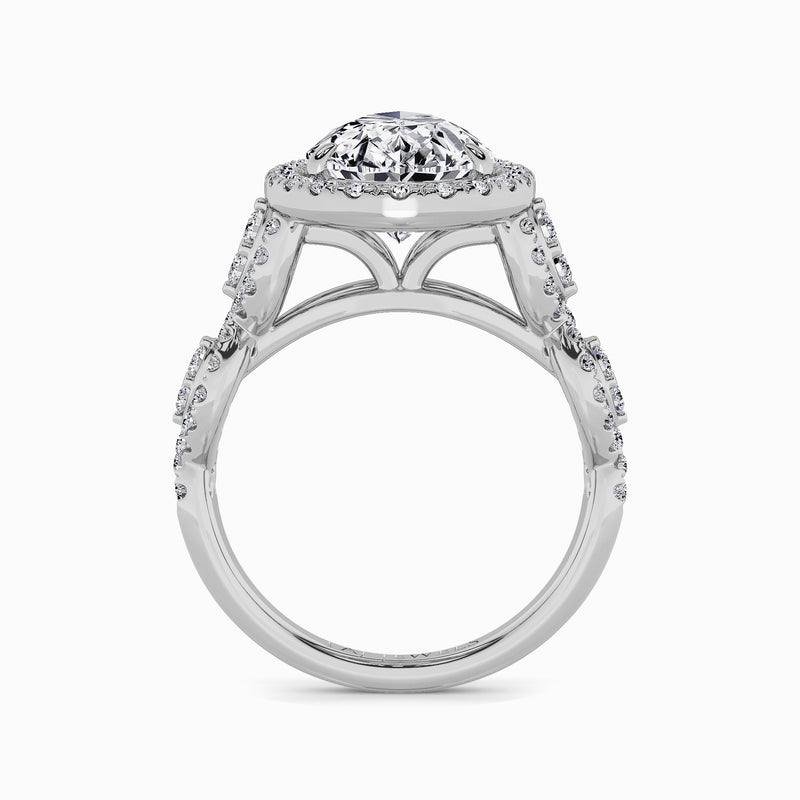 Pear Brilliant Cut Halo Braided Band Lab Diamond Engagement Ring (1ct+)