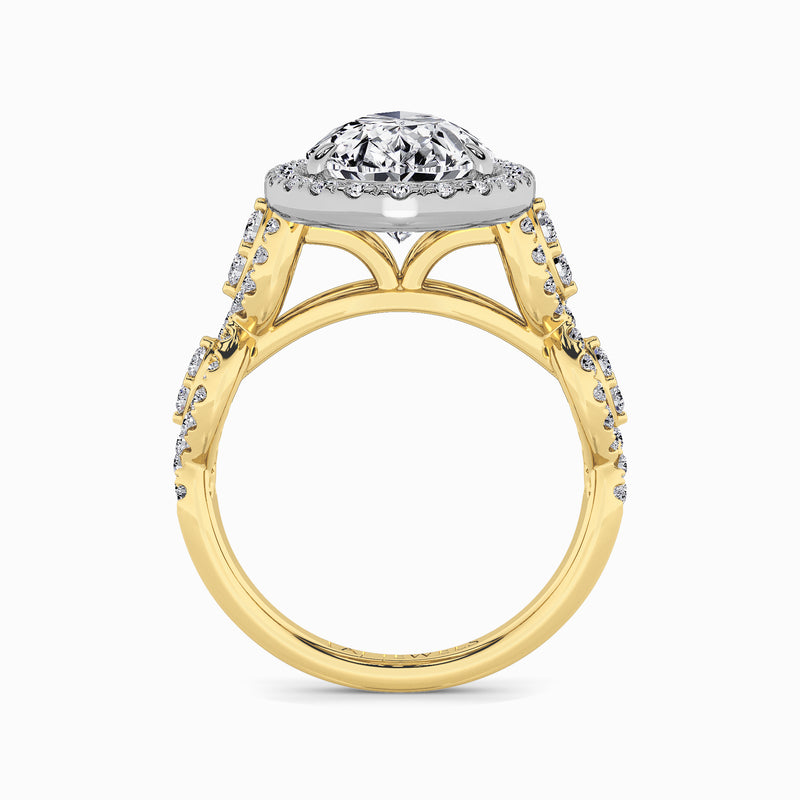 Pear Brilliant Cut Halo Braided Band Lab Diamond Engagement Ring (1ct+)