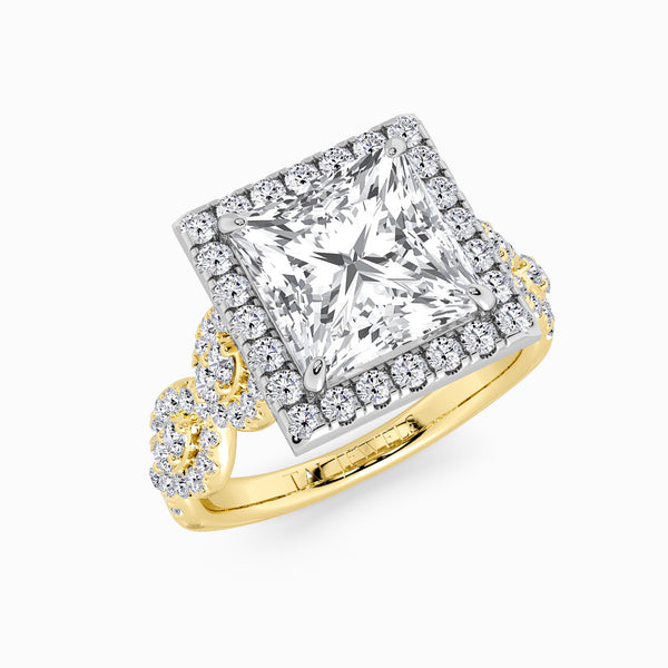 Princess Cut Halo Braided Band Lab Diamond Engagement Ring (1ct+)