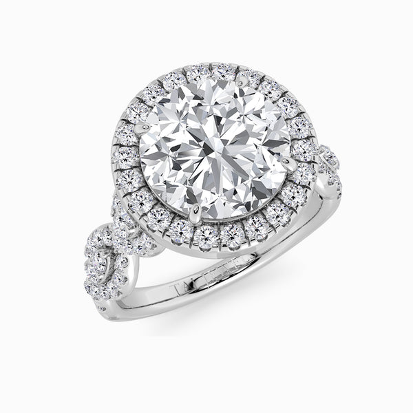 Round Brilliant Cut Halo Braided Band Lab Diamond Engagement Ring (1ct+)