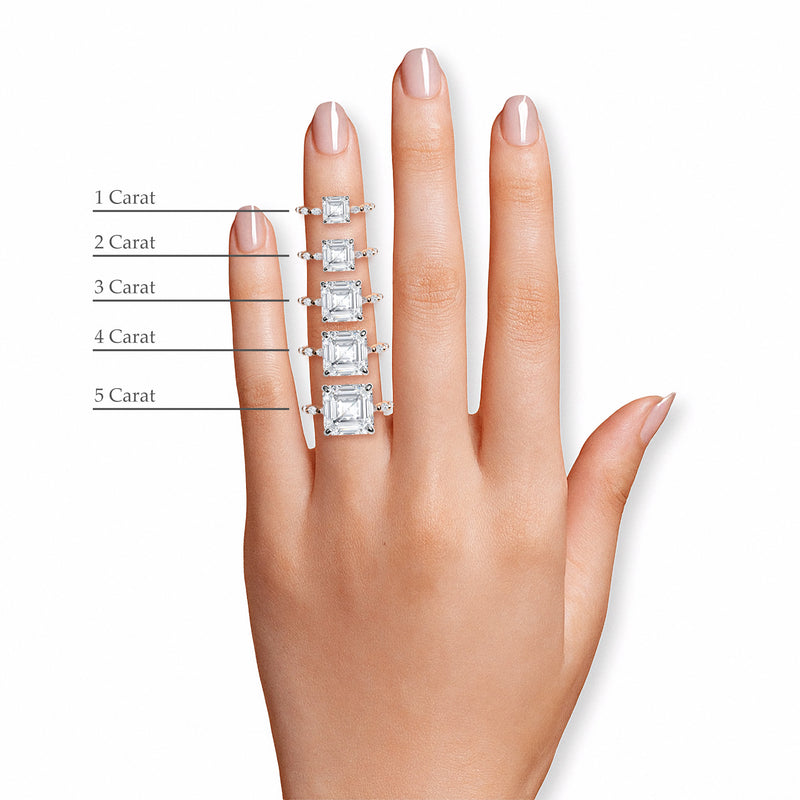 Asscher Cut Solitaire Marquise Diamond Band Lab Diamond Engagement Ring (1.00ct+)