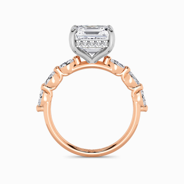 Asscher Cut Solitaire Marquise Diamond Band Lab Diamond Engagement Ring (1.00ct+)