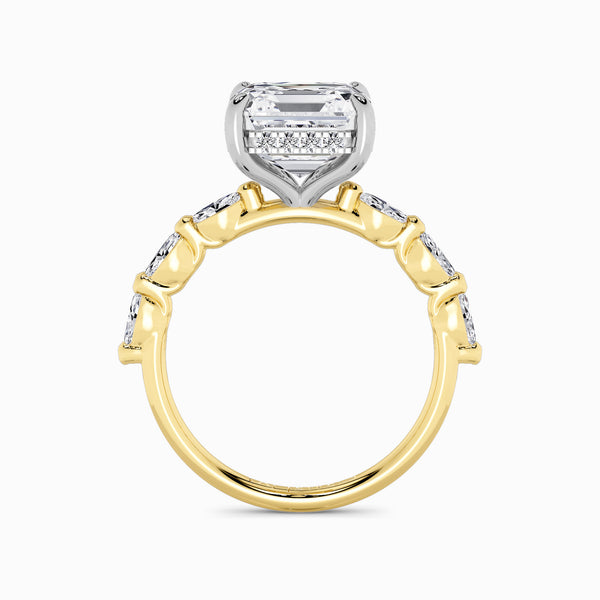 Asscher Cut Solitaire Marquise Diamond Band Lab Diamond Engagement Ring (1.00ct+)