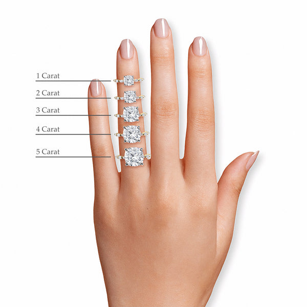 Cushion Cut Solitaire Marquise Diamond Band Lab Diamond Engagement Ring (1.00ct+)
