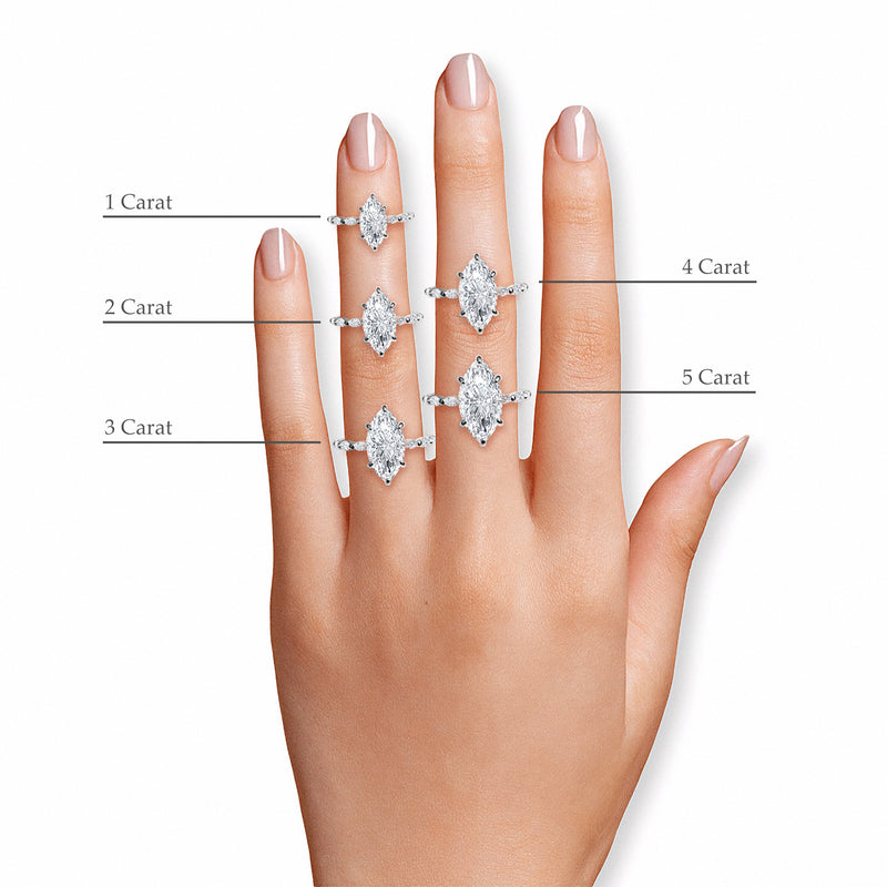 Marquise Brilliant Cut Marquise Diamond Band Lab Diamond Engagement Ring (1.00ct+)