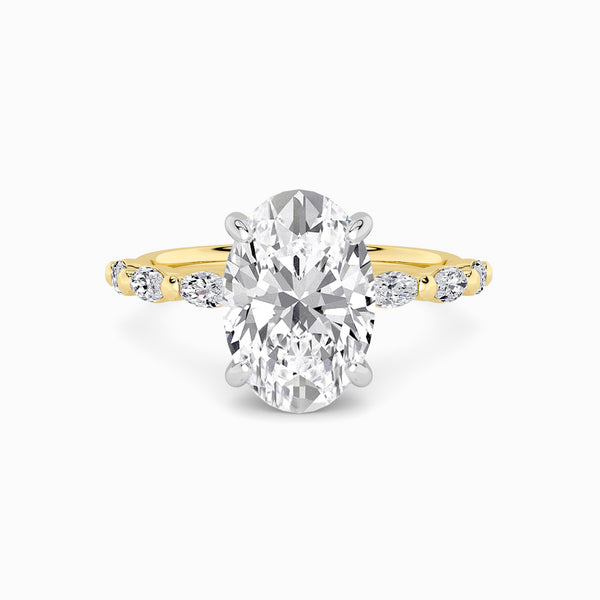 Oval Brilliant Cut Marquise Diamond Band Lab Diamond Engagement Ring (1.00ct+)