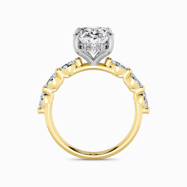 Oval Brilliant Cut Marquise Diamond Band Lab Diamond Engagement Ring (1.00ct+)