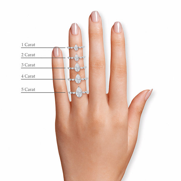 Pear Brilliant Cut Marquise Diamond Band Lab Diamond Engagement Ring (1.00ct+)