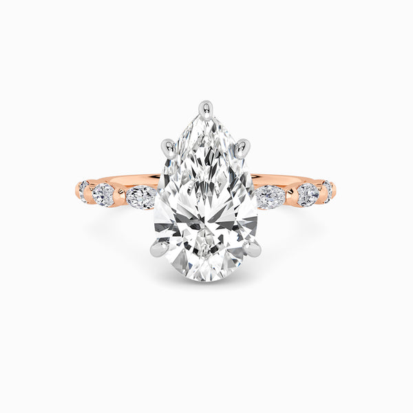 Pear Brilliant Cut Marquise Diamond Band Lab Diamond Engagement Ring (1.00ct+)