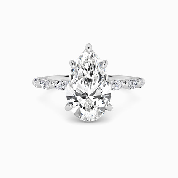 Pear Brilliant Cut Marquise Diamond Band Lab Diamond Engagement Ring (1.00ct+)