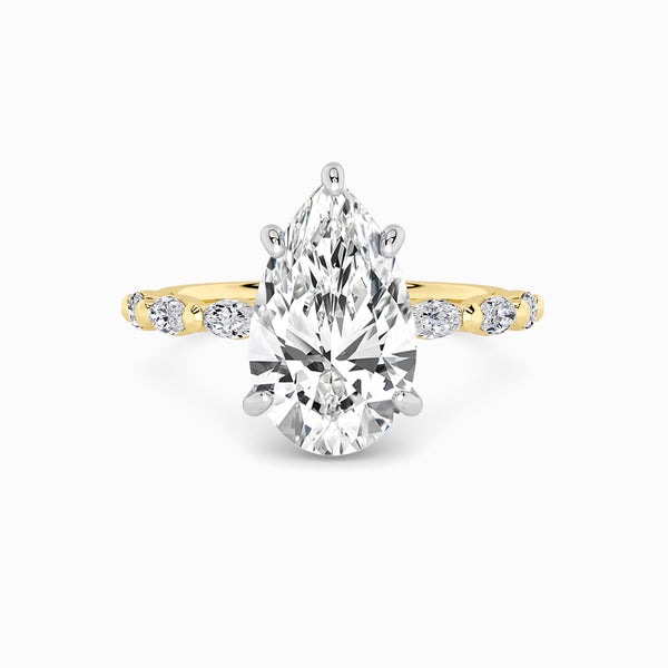 Pear Brilliant Cut Marquise Diamond Band Lab Diamond Engagement Ring (1.00ct+)