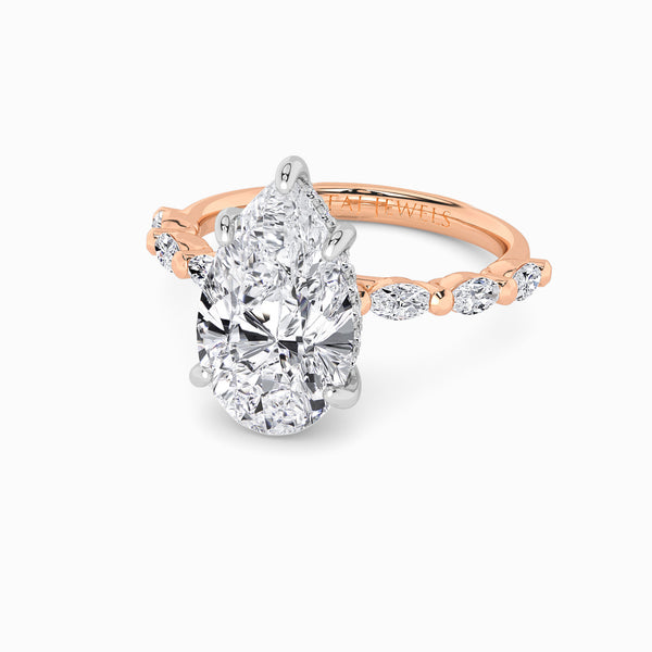 Pear Brilliant Cut Marquise Diamond Band Lab Diamond Engagement Ring (1.00ct+)