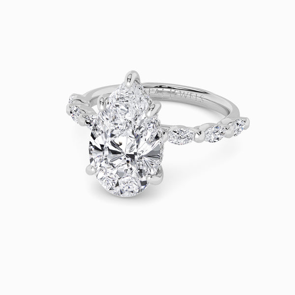 Pear Brilliant Cut Marquise Diamond Band Lab Diamond Engagement Ring (1.00ct+)