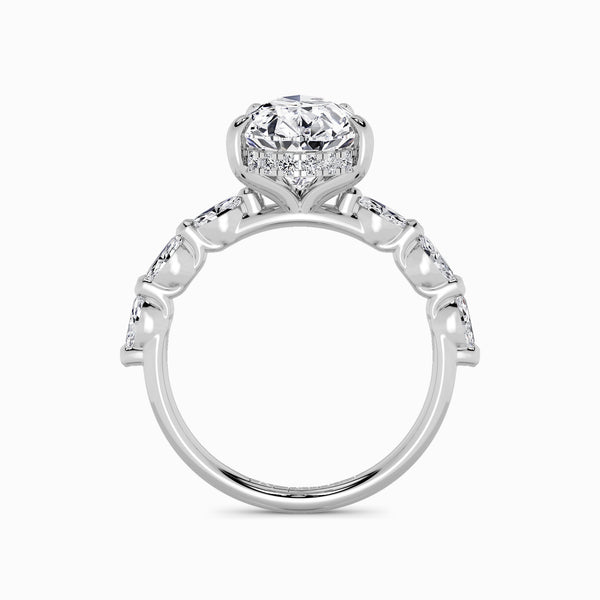 Pear Brilliant Cut Marquise Diamond Band Lab Diamond Engagement Ring (1.00ct+)