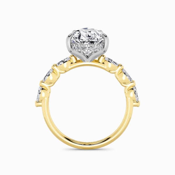 Pear Brilliant Cut Marquise Diamond Band Lab Diamond Engagement Ring (1.00ct+)