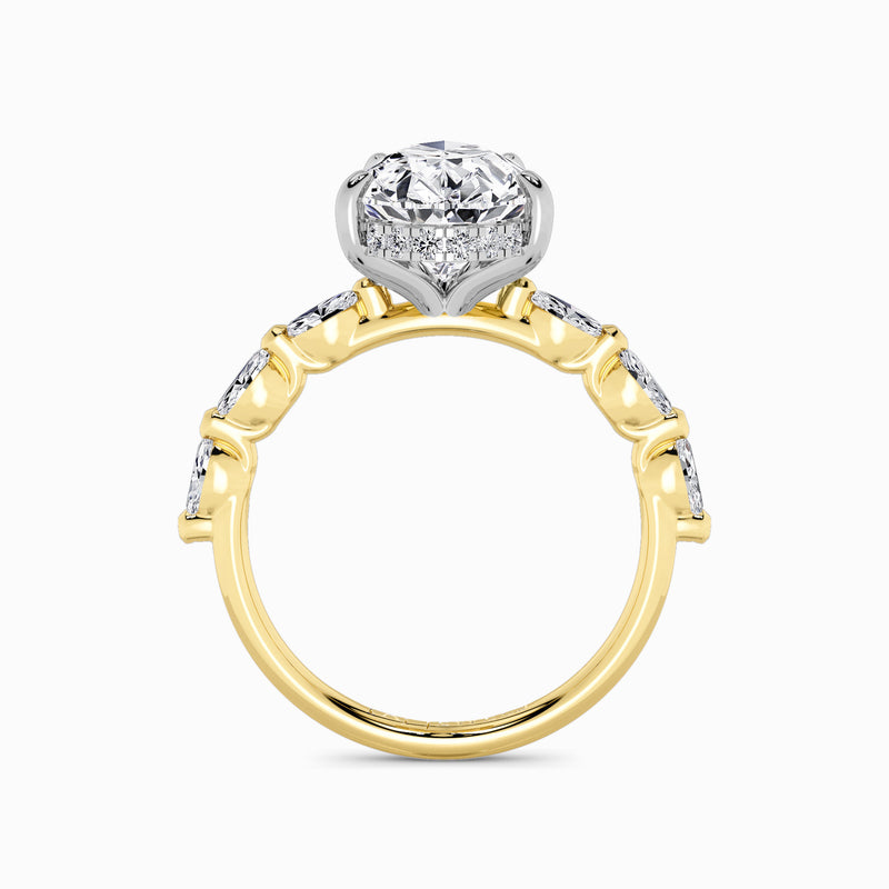 Pear Brilliant Cut Marquise Diamond Band Lab Diamond Engagement Ring (1.00ct+)