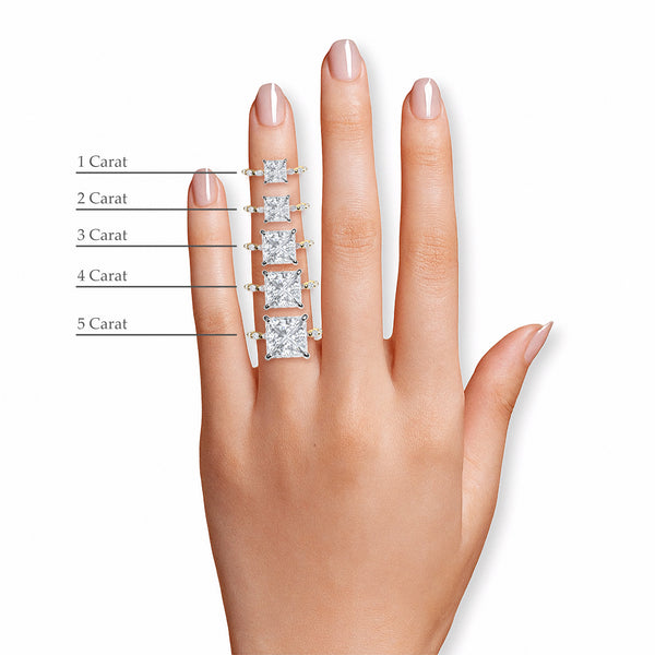 Princess Cut Marquise Diamond Band Lab Diamond Engagement Ring (1.00ct+)