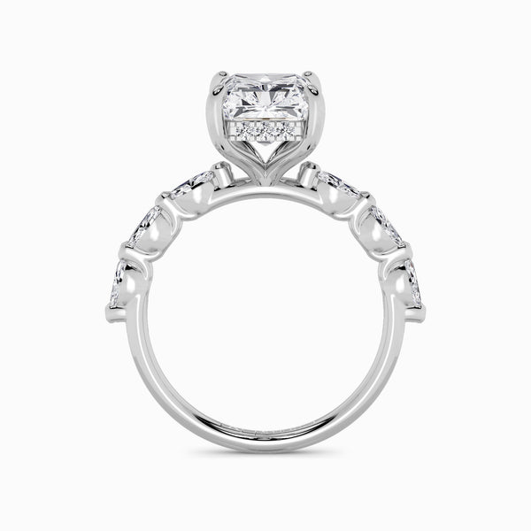 Radiant Cut Marquise Diamond Band Lab Diamond Engagement Ring (1.00ct+)