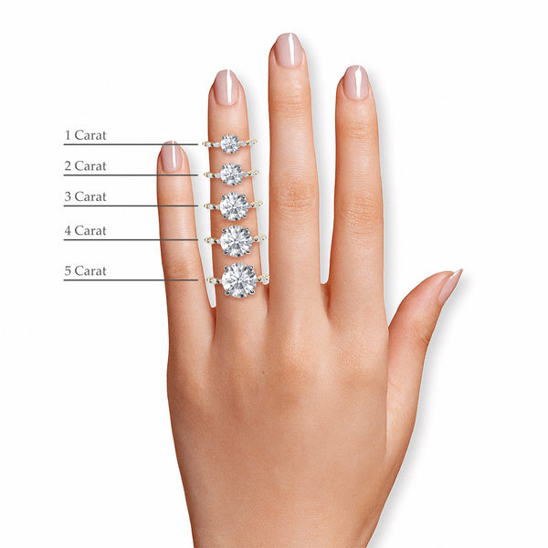 Round Brilliant Cut Marquise Diamond Band Lab Diamond Engagement Ring (1.00ct+)