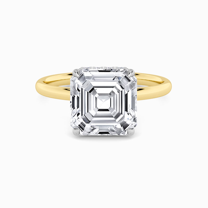 Asscher Cut Solitaire Plain Band Lab Diamond Engagement Ring (Floating Head) (1ct+)