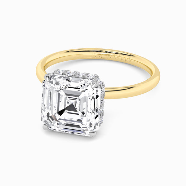 Asscher Cut Solitaire Plain Band Lab Diamond Engagement Ring (Floating Head) (1ct+)