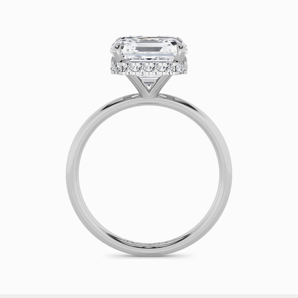 Asscher Cut Solitaire Plain Band Lab Diamond Engagement Ring (Floating Head) (1ct+)