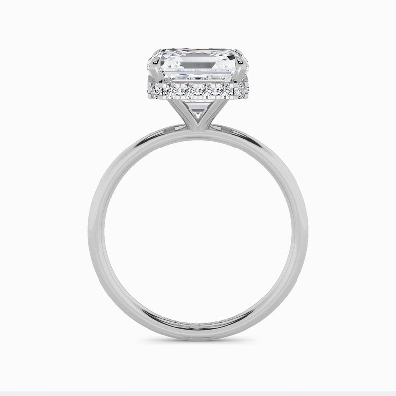 Asscher Cut Solitaire Plain Band Lab Diamond Engagement Ring (Floating Head) (1ct+)