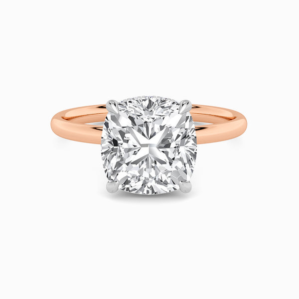 Cushion Cut Solitaire Plain Band Lab Diamond Engagement Ring (Floating Head) (1ct+)