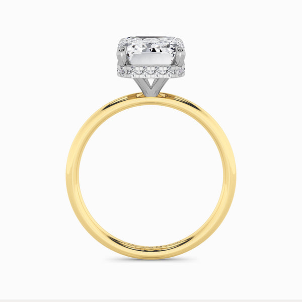 Emerald Cut Solitaire Plain Band Lab Diamond Engagement Ring (Floating Head) (1ct+)