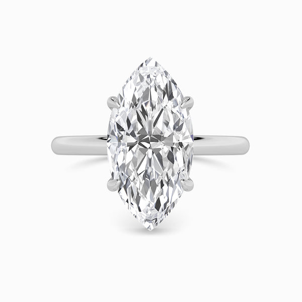 Marquise Brilliant Cut Solitaire Plain Band Lab Diamond Engagement Ring (Floating Head) (1ct+)