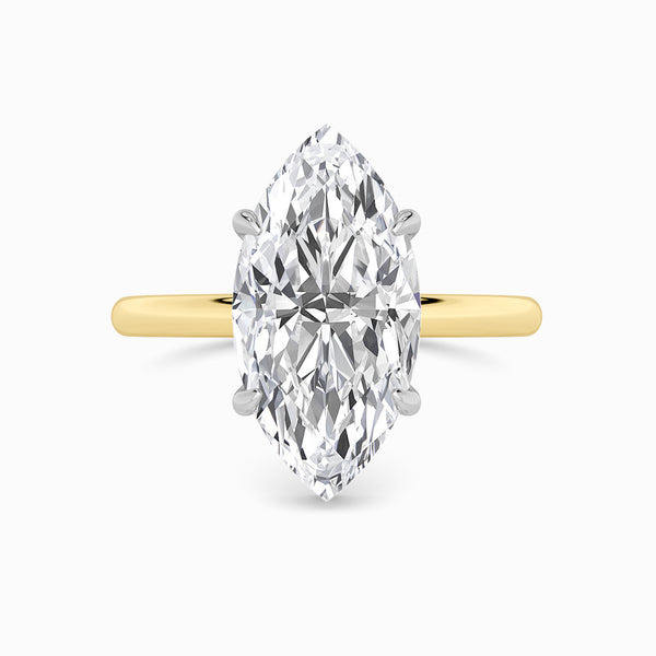 Marquise Brilliant Cut Solitaire Plain Band Lab Diamond Engagement Ring (Floating Head) (1ct+)