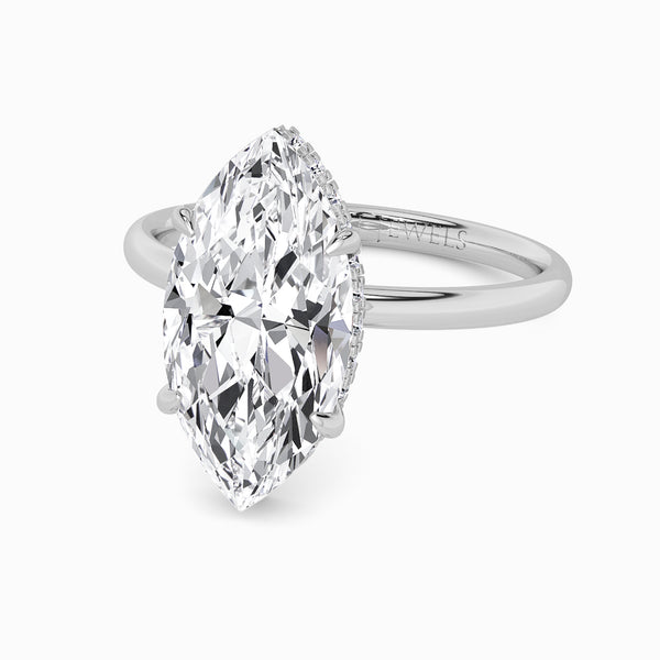 Marquise Brilliant Cut Solitaire Plain Band Lab Diamond Engagement Ring (Floating Head) (1ct+)