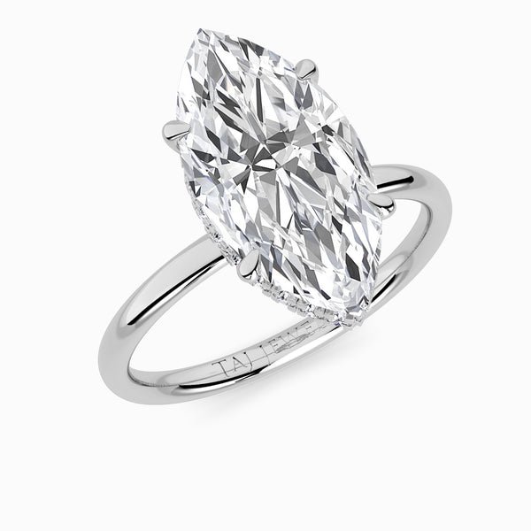 Marquise Brilliant Cut Solitaire Plain Band Lab Diamond Engagement Ring (Floating Head) (1ct+)