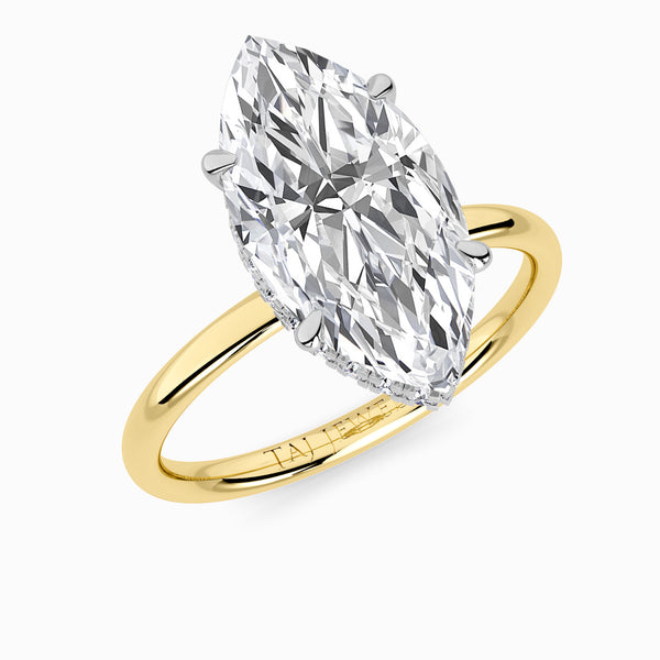 Marquise Brilliant Cut Solitaire Plain Band Lab Diamond Engagement Ring (Floating Head) (1ct+)