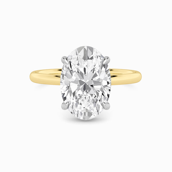 Oval Brilliant Cut Solitaire Plain Band Lab Diamond Engagement Ring (Floating Head) (1ct+)