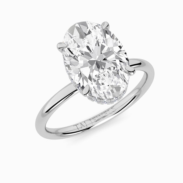 Oval Brilliant Cut Solitaire Plain Band Lab Diamond Engagement Ring (Floating Head) (1ct+)