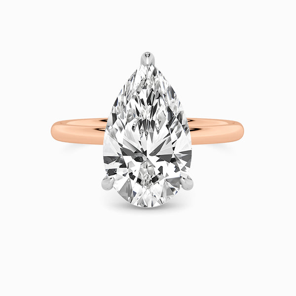 Pear Brilliant Cut Solitaire Plain Band Lab Diamond Engagement Ring (Floating Head) (1ct+)