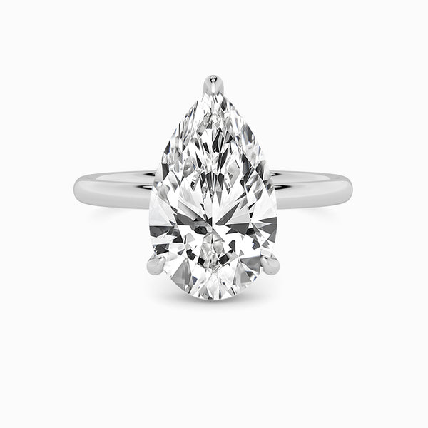 Pear Brilliant Cut Solitaire Plain Band Lab Diamond Engagement Ring (Floating Head) (1ct+)