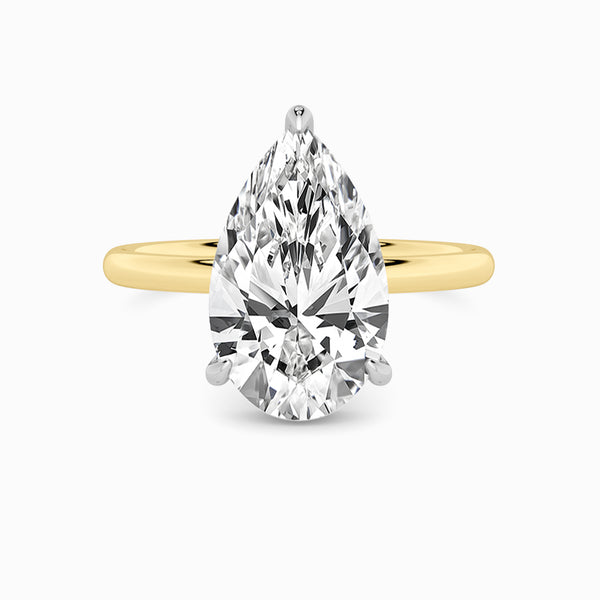 Pear Brilliant Cut Solitaire Plain Band Lab Diamond Engagement Ring (Floating Head) (1ct+)