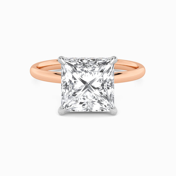 Princess Cut Solitaire Plain Band Lab Diamond Engagement Ring (Floating Head) (1ct+)