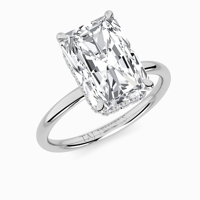 Radiant Cut Solitaire Plain Band Lab Diamond Engagement Ring (Floating Head) (1ct+)
