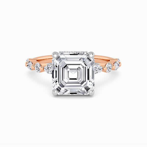 Asscher Cut Lab Diamond Engagement Ring With Bubble Band (1CT+)