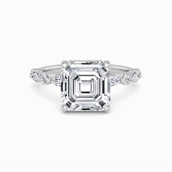 Asscher Cut Lab Diamond Engagement Ring With Bubble Band (1CT+)