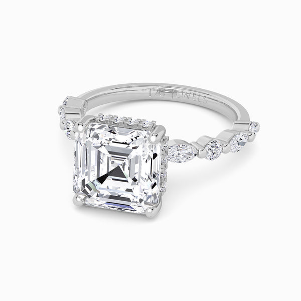 Asscher Cut Lab Diamond Engagement Ring With Bubble Band (1CT+)