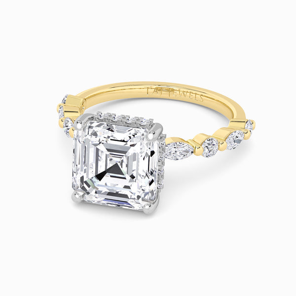 Asscher Cut Lab Diamond Engagement Ring With Bubble Band (1CT+)