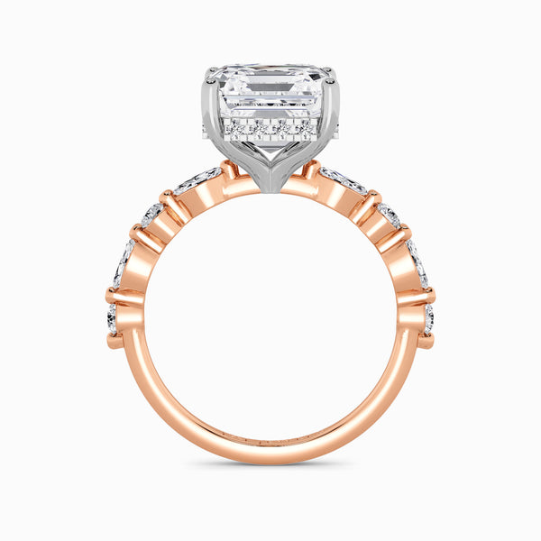 Asscher Cut Lab Diamond Engagement Ring With Bubble Band (1CT+)