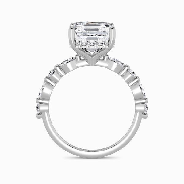 Asscher Cut Lab Diamond Engagement Ring With Bubble Band (1CT+)