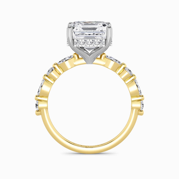 Asscher Cut Lab Diamond Engagement Ring With Bubble Band (1CT+)